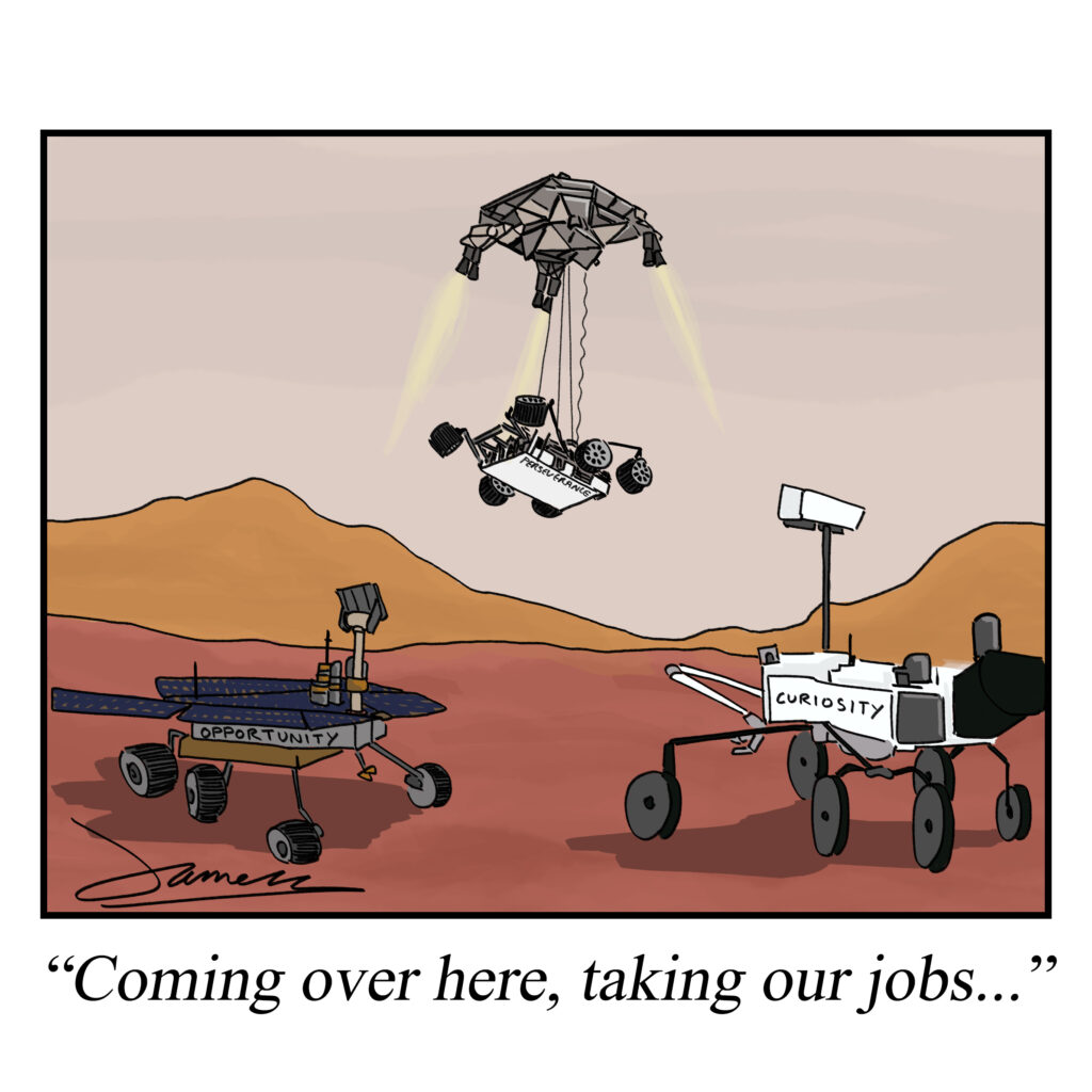 Perseverance Rover on Mars cartoon