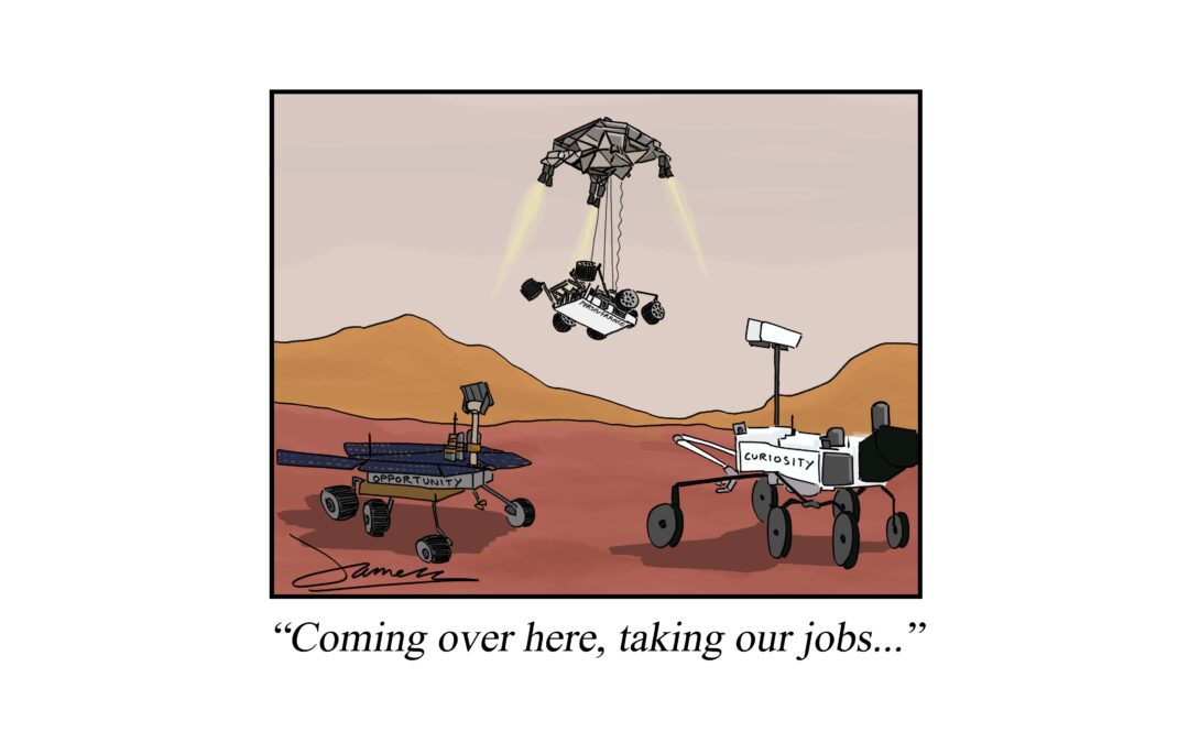 Mars Perseverance Rover Landing Cartoon