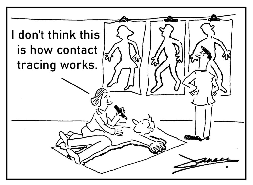 track and trace cartoon