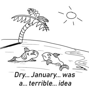dry january fish cartoon